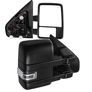 feiparts tow mirrors towing mirrors fit for 2004-2014 for ford for f-150 pickup truck towing mirrors with left right side turn signal indicator power adjusted heated puddle light with black housing
