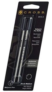 cross refills for ballpoint pens, medium, black ink, 2/pack (85132) (new version)