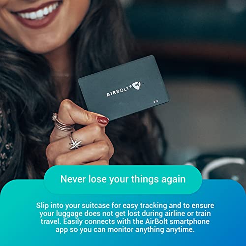 AIRBOLT Card Tracker - Rechargeable Bluetooth Tracker Locator - Wallets, Suitcase, Purses, Backpacks, Luggage Finder - Water Resistant, 780ft Range, Separation Alerts, Control with Smartphone