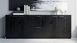 zuri furniture reagan modern polished cabinet credenza - black