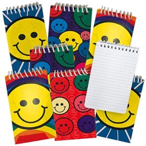 artcreativity mini smile face notepads, pack of 12, small emoticon note memo pads with colorful rainbow covers, cute party favors, stationery supplies for school and office for kids and adults