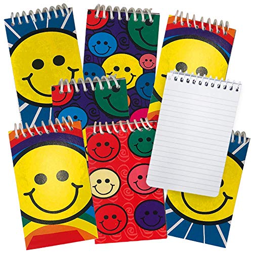 ArtCreativity Mini Smile Face Notepads, Pack of 12, Small Emoticon Note Memo Pads with Colorful Rainbow Covers, Cute Party Favors, Stationery Supplies for School and Office for Kids and Adults