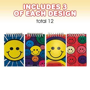 ArtCreativity Mini Smile Face Notepads, Pack of 12, Small Emoticon Note Memo Pads with Colorful Rainbow Covers, Cute Party Favors, Stationery Supplies for School and Office for Kids and Adults