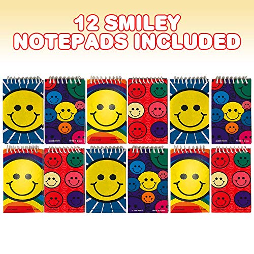 ArtCreativity Mini Smile Face Notepads, Pack of 12, Small Emoticon Note Memo Pads with Colorful Rainbow Covers, Cute Party Favors, Stationery Supplies for School and Office for Kids and Adults