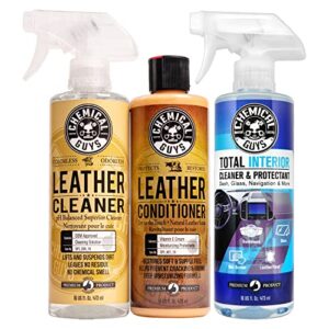 chemical guys spi_109_16ti leather cleaner and conditioner complete leather care kit (16 fl oz) +  spi22016 total interior cleaner & protectant, (16 fl oz) 3 items