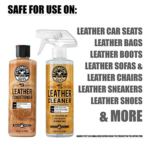 Chemical Guys SPI_109_16TI Leather Cleaner and Conditioner Complete Leather Care Kit (16 fl oz) +  SPI22016 Total Interior Cleaner & Protectant, (16 fl oz) 3 Items