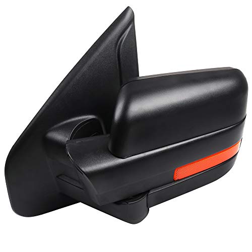 FEIPARTS Tow Mirror Towing Mirror Fits for 2004-2014 for Ford for F-150 Series Truck Pickup Towing Mirror with Left Power Adjusted Heated Turn Signal Puddle Light with Black Housing