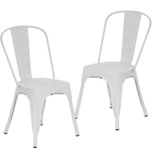 metal dining chairs indoor-outdoor stackable chic restaurant side bistro chair set of 2, 18 inch seat height, 330lbs weight capacity cafe tolix kitchen farmhouse pub trattoria industrial bar chairs