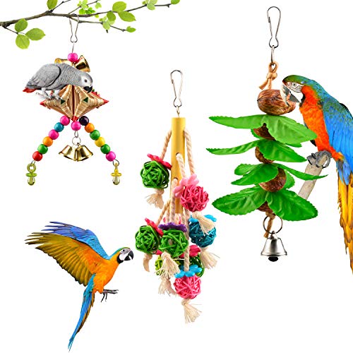 Bird Swing Toys 6pcs AOPMET, Parrot Swing Chewing Toys Hanging Perches with Bells, Pet Bird Swing Chewing Toys for Parakeets Cockatiels, Conures, Parrots, Love Birds