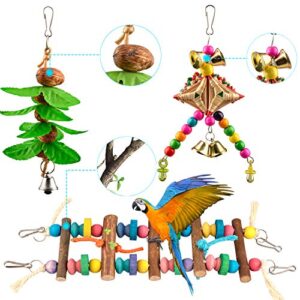 Bird Swing Toys 6pcs AOPMET, Parrot Swing Chewing Toys Hanging Perches with Bells, Pet Bird Swing Chewing Toys for Parakeets Cockatiels, Conures, Parrots, Love Birds