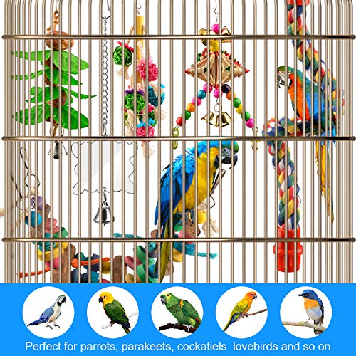Bird Swing Toys 6pcs AOPMET, Parrot Swing Chewing Toys Hanging Perches with Bells, Pet Bird Swing Chewing Toys for Parakeets Cockatiels, Conures, Parrots, Love Birds
