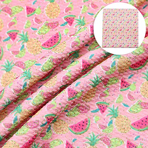 David Angie Pineapple Pattern Bullet Textured Liverpool Fabric 4 Way Stretch Spandex Knit Fabric by The Yard for Headwrap Accessories (Pineapple)