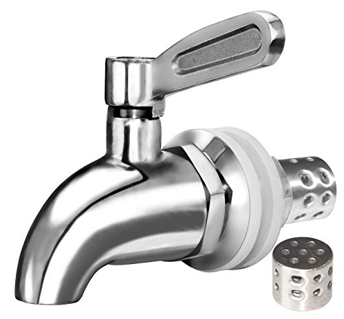 Beverage Dispenser Replacement Spigot with Anti-Clogging Cap, Stainless Steel Polished Finished, Water Dispenser Replacement Faucet, fits Berkey and other Gravity Filter systems as well