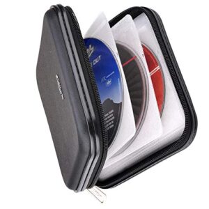 xiongye cd dvd wallet, 32 capacity heavy duty, dvd cd case holder for car, portable dvd/vcd storage disk, hard shell sturdy case , car cd disk holder, booklet, blu-ray wallet (32 capacity,black)