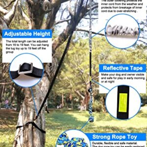 LOOBANI Outdoor Bungee Tug Toy, Dog Toy Hanging from Tree for Small to Large Dogs, Interactive Exercise Play Rope Cord & Tether Tug, Durable Spring Pole Rope for Tug of War, with Chew Rope Toy (Black)