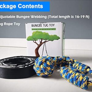 LOOBANI Outdoor Bungee Tug Toy, Dog Toy Hanging from Tree for Small to Large Dogs, Interactive Exercise Play Rope Cord & Tether Tug, Durable Spring Pole Rope for Tug of War, with Chew Rope Toy (Black)