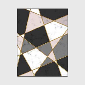 Rug Contemporary Extra Large Living Room Bedroom Area Rugs Nordic Geometric Pink Black Gold Imitation Marble Rugs 1.4x2m