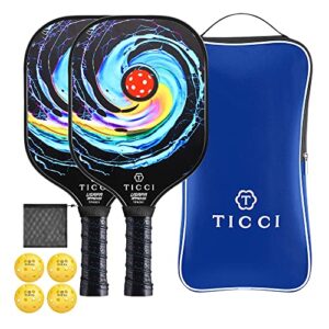 ticci pickleball paddle usapa approved set 2 premium graphite craft rackets honeycomb core 4 balls ultra cushion grip portable racquet case bag gift kit men women indoor outdoor (gorgeous kit)