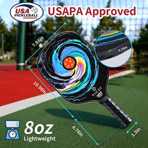 TICCI Pickleball Paddle USAPA Approved Set 2 Premium Graphite Craft Rackets Honeycomb Core 4 Balls Ultra Cushion Grip Portable Racquet Case Bag Gift Kit Men Women Indoor Outdoor (Gorgeous Kit)