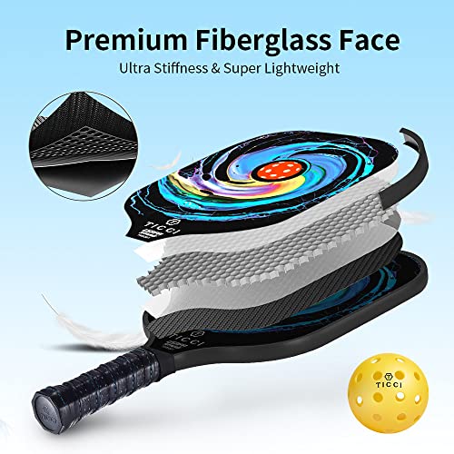 TICCI Pickleball Paddle USAPA Approved Set 2 Premium Graphite Craft Rackets Honeycomb Core 4 Balls Ultra Cushion Grip Portable Racquet Case Bag Gift Kit Men Women Indoor Outdoor (Gorgeous Kit)