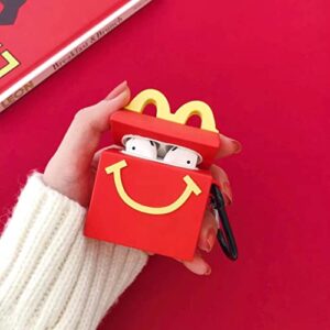 Airpod Case for Apple Airpods 1&2, Cute 3D Funny Cartoon Soft Silicone Cover, Kawaii Fun Cool Keychain Design Skin, Fashion Color Cases for Girls Kids Boys Airpods (McDonald's)