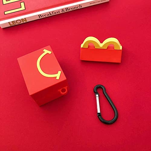 Airpod Case for Apple Airpods 1&2, Cute 3D Funny Cartoon Soft Silicone Cover, Kawaii Fun Cool Keychain Design Skin, Fashion Color Cases for Girls Kids Boys Airpods (McDonald's)