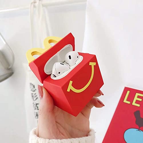 Airpod Case for Apple Airpods 1&2, Cute 3D Funny Cartoon Soft Silicone Cover, Kawaii Fun Cool Keychain Design Skin, Fashion Color Cases for Girls Kids Boys Airpods (McDonald's)