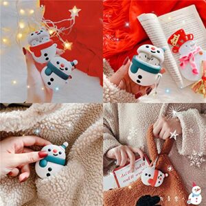 Rertnocnf Compatible with Earbuds Case Airpods 1 & 2, Girls Women 3D Cute Christmas Snowman Soft Silicone Shockproof Wireless Earphone Protector Blue