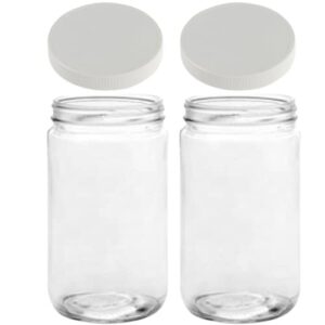 jarming collections glass extra wide mouth quart storage jars 32 oz with lids - bpa free plastic storage lids - made in usa - quart glass jars 32 oz with lids (set of 2)