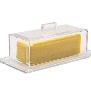 Huang Acrylic Classic Butter Dish With Lid | 2-Piece Design Butter Keeper | Covers and Holds a Standard Stick of Butter