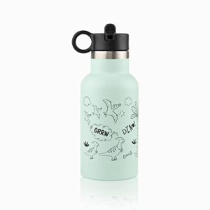 citron - stainless steel water bottles, insulated metal water bottle- 12oz thermal water bottle (dino)