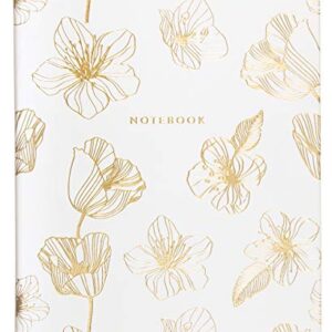 Eccolo World Traveler Desk Size Hardcover Journal, 256 Lined Page Notebook With Gold Edge Paper, 8-x-10-inch, Gold Flower