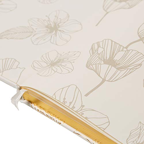 Eccolo World Traveler Desk Size Hardcover Journal, 256 Lined Page Notebook With Gold Edge Paper, 8-x-10-inch, Gold Flower