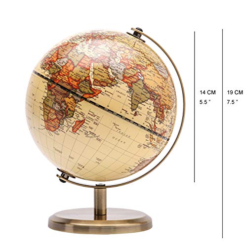 Exerz Antique Globe Dia 5.5-inch / 14cm - Modern Map in Antique Color - English Map - Educational/Geographic