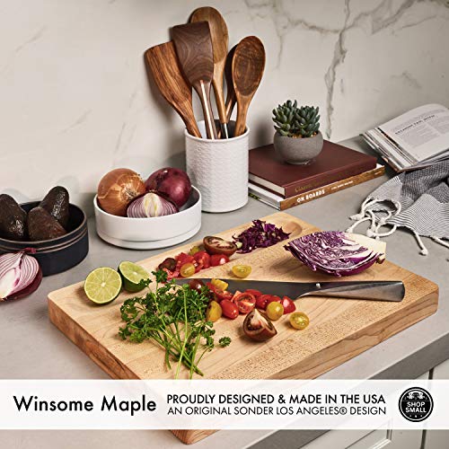 Sonder Los Angeles, Made in USA, Large Thick Maple Wood Cutting Board for Kitchen with Juice Groove, Sorting Compartment, Charcuterie Wooden Board 17x13x1.5 in (Gift Box Included)