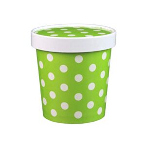 worlds 16 oz polka dot green paper ice cream containers with paper lid 10 set