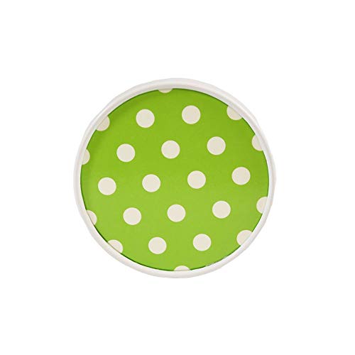 Worlds 16 OZ Polka Dot Green Paper Ice Cream Containers with Paper Lid 10 Set