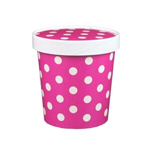 worlds 16 oz polka dot pink paper ice cream containers with paper lid 10 set