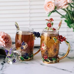 BTaT- Tea Cups with Lids, Pack of 2, Glass Tea Cup, Fancy Tea Cups, Gifts for Women, Tea Mugs for Women, Tea Sets for Women