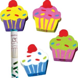really good stuff cupcake birthday pencils and erasers kit - 12 pencils