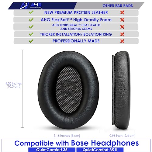 Replacement QC35 / QC35 ii earpads and QC35 Headband / QC35 ii Headband V3 pad Cushion Compatible with Bose QuietComfort 35 (QC35) and Bose QuietComfort 35 ii (QC35 ii) Headphones (AHG-QC35-COMBO)