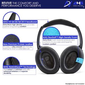 Replacement QC35 / QC35 ii earpads and QC35 Headband / QC35 ii Headband V3 pad Cushion Compatible with Bose QuietComfort 35 (QC35) and Bose QuietComfort 35 ii (QC35 ii) Headphones (AHG-QC35-COMBO)