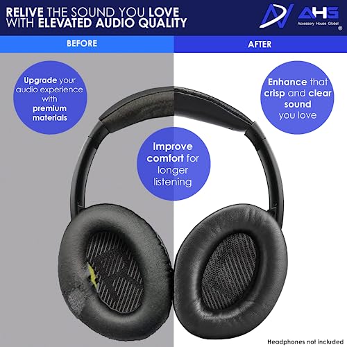 Replacement QC35 / QC35 ii earpads and QC35 Headband / QC35 ii Headband V3 pad Cushion Compatible with Bose QuietComfort 35 (QC35) and Bose QuietComfort 35 ii (QC35 ii) Headphones (AHG-QC35-COMBO)