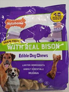 nylabone dog chew grain free edible with real bison highly digestible no corn no meat by- product ( 48 chew) (one pack- 2.1 lb)