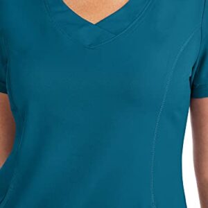 Healing Hands 4 Pocket Women Scrub Top V-Neck HH360 2264 Sloan Scrubs for Women Stretch Fabric Caribbean L