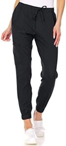 medichic mini marilyn scrub joggers 4-way stretch elastic waistband four pocket jogger pants, black, m