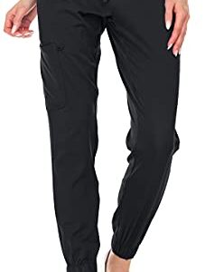 MediChic Mini Marilyn Scrub Joggers 4-Way Stretch Elastic Waistband Four Pocket Jogger Pants, Black, M