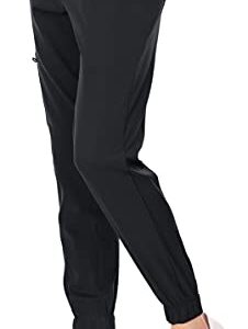 MediChic Mini Marilyn Scrub Joggers 4-Way Stretch Elastic Waistband Four Pocket Jogger Pants, Black, M