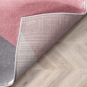Well Woven Good Vibes Nora Blush Pink Modern Geometric Stripes and Boxes 5'3" x 7'3" 3D Texture Area Rug (GV-87-5)