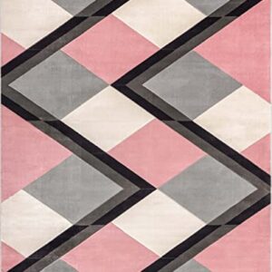 Well Woven Good Vibes Nora Blush Pink Modern Geometric Stripes and Boxes 5'3" x 7'3" 3D Texture Area Rug (GV-87-5)